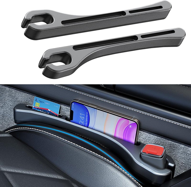 LevChall 2PCS Car Seat Gap Filler，Gap Stopper Fill Gap Between Seat and Console，Built-in Recessed Storage Organizer，Universal for Most Cars Trucks SUVs to Stop Things from Dropping（Black） - Image 1